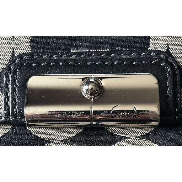 Coach Signature Kristi Op Art Canvas Black & Tan Billfold Wallet - Picture 2 of 8